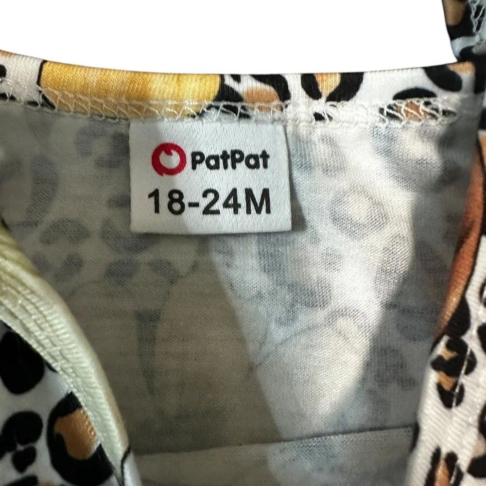 PatPat Floral‎ Leopard Print Dress Sleeveless Casual Summer Outfit 18-24M